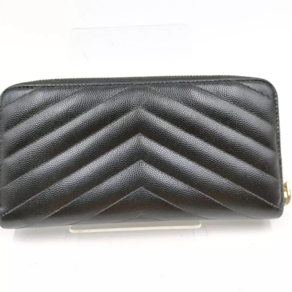 YSL Saint Laurent Long Wallet  Black Caviar Leather/ Preloved - Picture 2 of 10